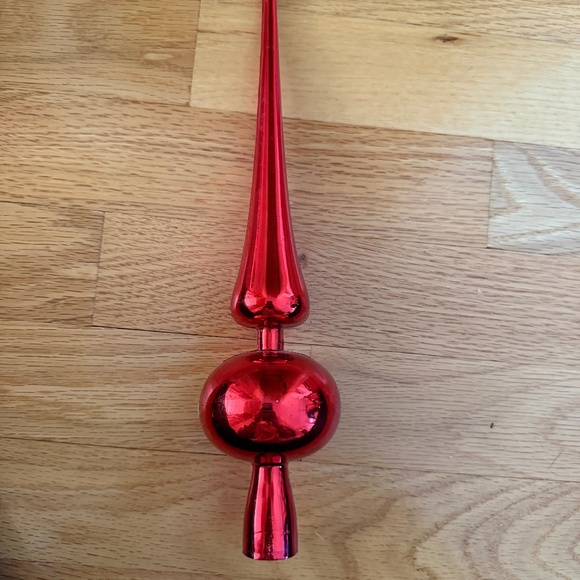 Vintage Christmas Tree Topper Unbreakable Made in Italy Red Silver Glitter - Picture 13 of 14